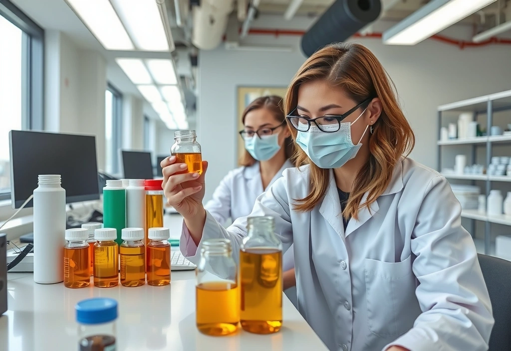 Modern quality control laboratory showing scientific testing equipment and certification processes