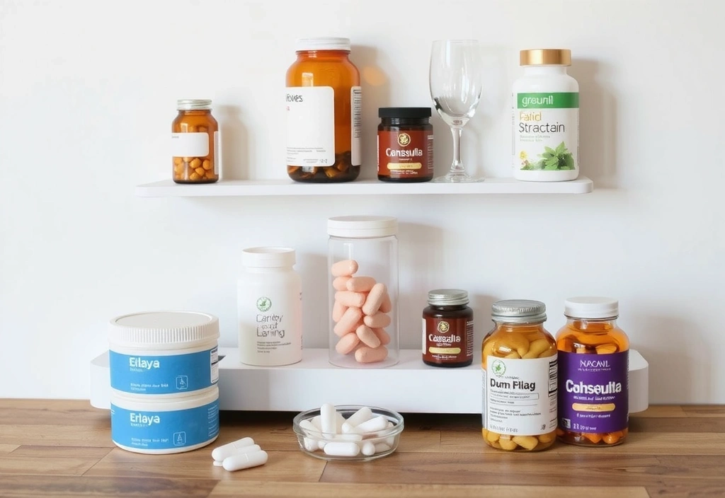 Organized supplement routine with pill organizer