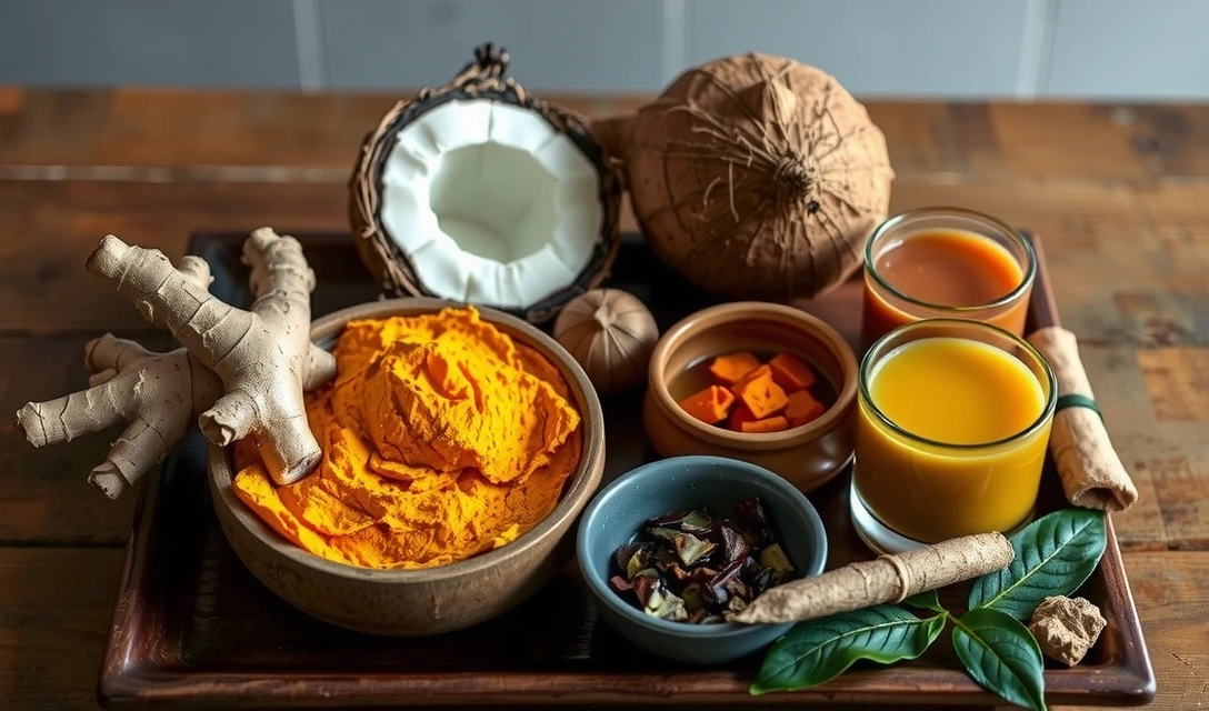 Traditional Indonesian superfoods arrangement