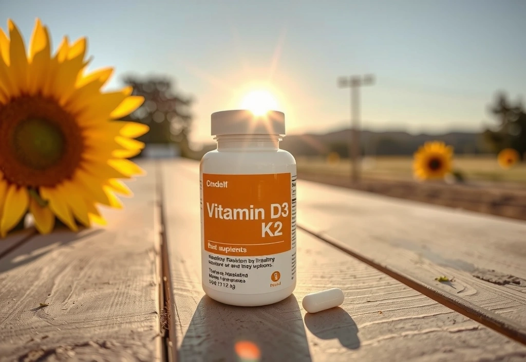 Vitamin D3 and K2 supplements with sunshine